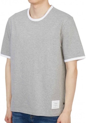 톰브라운 화이트 트림 크루넥 반팔 티셔츠 MJS083A-00042-055 Sizing 톰브라운 화이트 트림 크루넥 반팔 티셔츠 MJS083A-00042-055