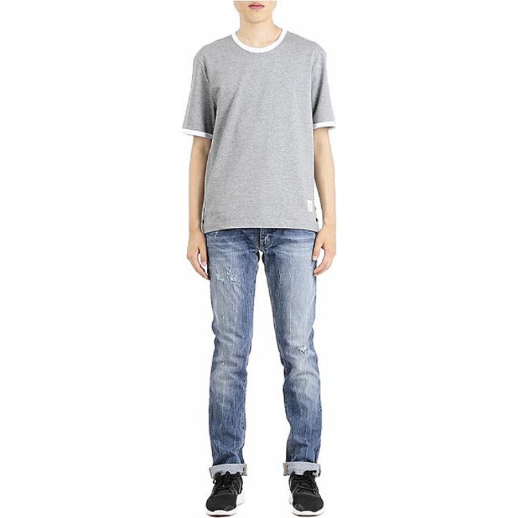 Cheap 톰브라운 화이트 트림 크루넥 반팔 티셔츠 MJS083A-00042-055