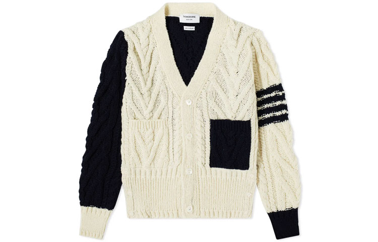 Thom Browne Wool V-Neck Cardigan Sweater Multicolor MKC289F-00278-996