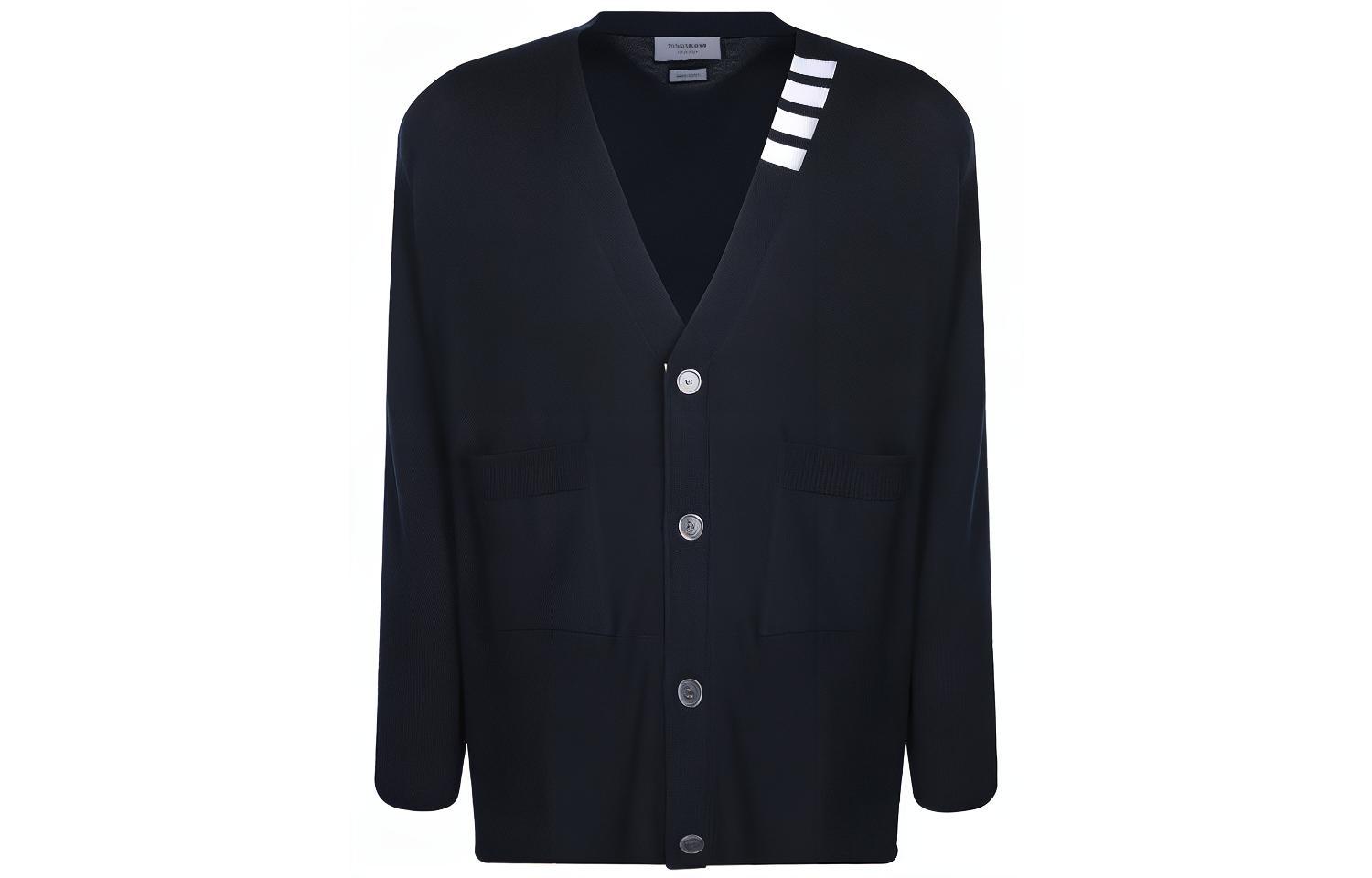 Thom Browne Wool V-Neck Sweater Navy Blue MKC335A-Y1002-415