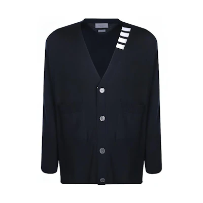 Thom Browne Wool V-Neck Sweater Navy Blue MKC335A-Y1002-415