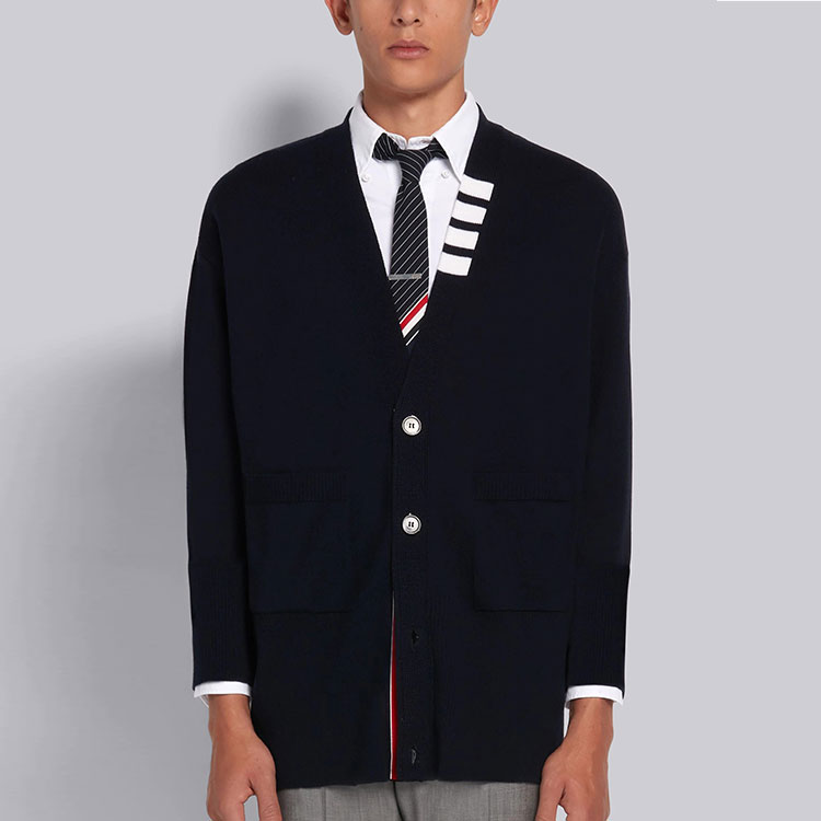 Thom Browne Wool V-Neck Sweater Navy Blue MKC335A-Y1002-415 圖 4