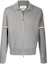 Buy THOM BROWNE x SS22 灰色条纹细节拉链领针织毛衣 MKJ076A-Y3007-055