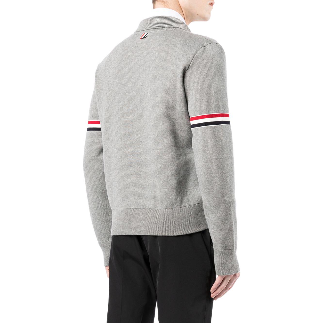 THOM BROWNE SS22  Gray Zip Collar Knit Sweater with Stripe Detail. MKJ076A-Y3007-055 圖 5