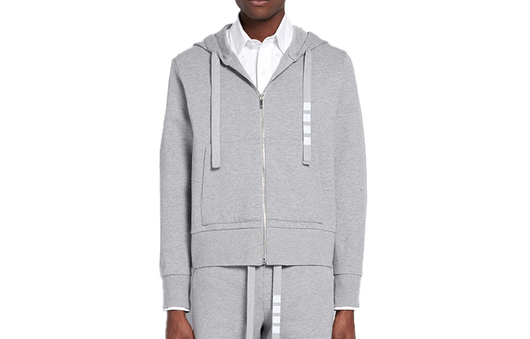 Thom Browne Zip-Up Striped Sweatshirt Light Grey MJT231A-03034-055