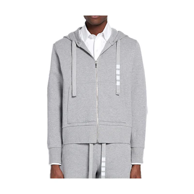 Thom Browne Zip-Up Striped Sweatshirt Light Grey MJT231A-03034-055