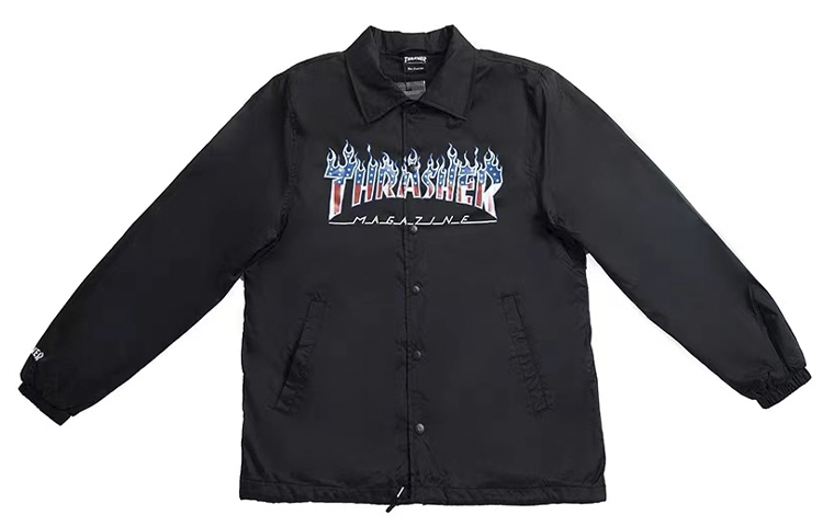 Thrasher All-Over Star Flame Logo Coach Jacket Unisex Black (Japan Edition) TH0619-3101BLK