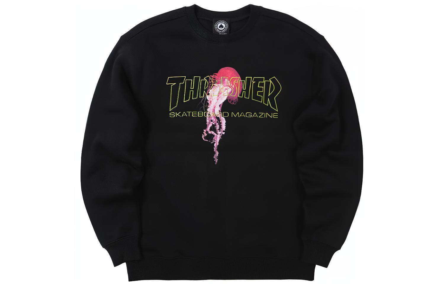 Thrasher Atlantic Drift Jellyfish Logo Crewneck Sweatshirt Unisex Black. 145001