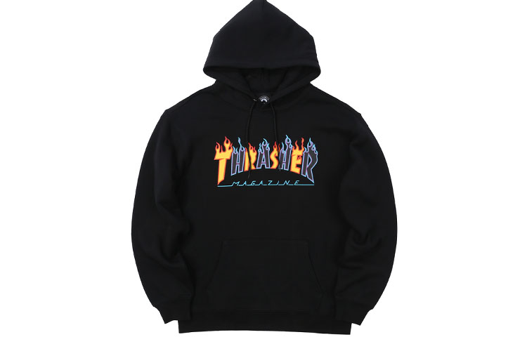 Thrasher Black Dual-Tone Flame Logo Pullover Hoodie Unisex 144970