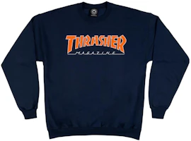 Thrasher Blue Crewneck Sweatshirt Unisex with Letter Print Design THR-23SS-071 Thrasher Blue Crewneck Sweatshirt Unisex with Letter Print Design THR-23SS-071