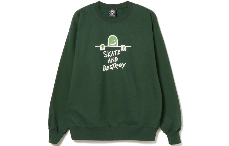 Thrasher Cartoon Graphic Pullover Fleece Crewneck Sweatshirt Green Unisex. 144852