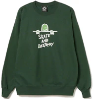 Thrasher Cartoon Graphic Pullover Fleece Crewneck Sweatshirt Green Unisex. 144852 Thrasher Cartoon Graphic Pullover Fleece Crewneck Sweatshirt Green Unisex. 144852