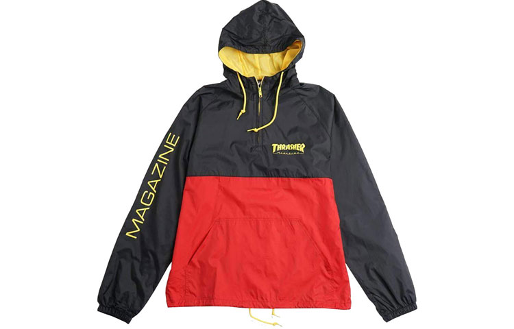 Thrasher Colorblock Jacket Black Red Unisex US Version TRA-FW18-008