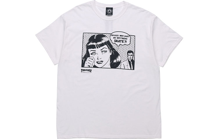 Thrasher Comic Style "My Boyfriend Can't Skate" White Tee Unisex (US Edition) 110125 White