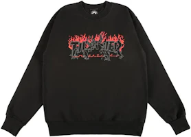 Thrasher Crows Flame Logo Fleece Crewneck Sweatshirt Unisex Black 145028 Thrasher Crows Flame Logo Fleece Crewneck Sweatshirt Unisex Black 145028