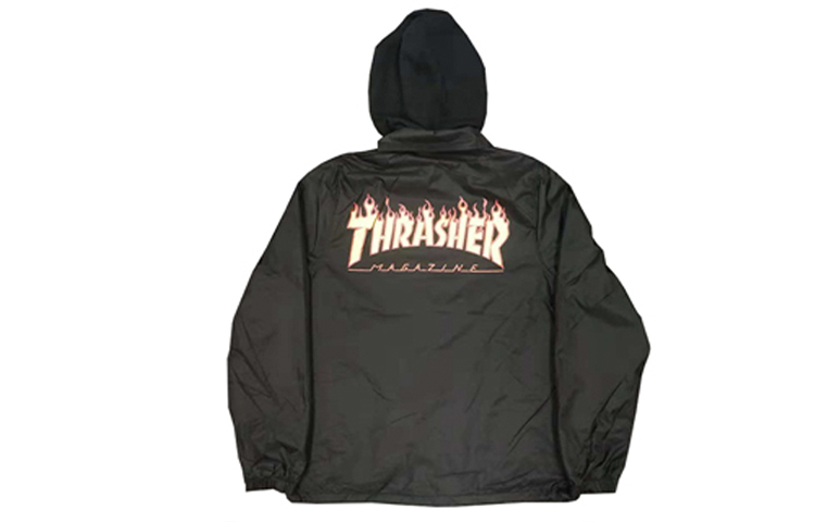Thrasher Flame Coach Hooded Jacket Japan Edition Unisex BLACK TRA-FW18-005