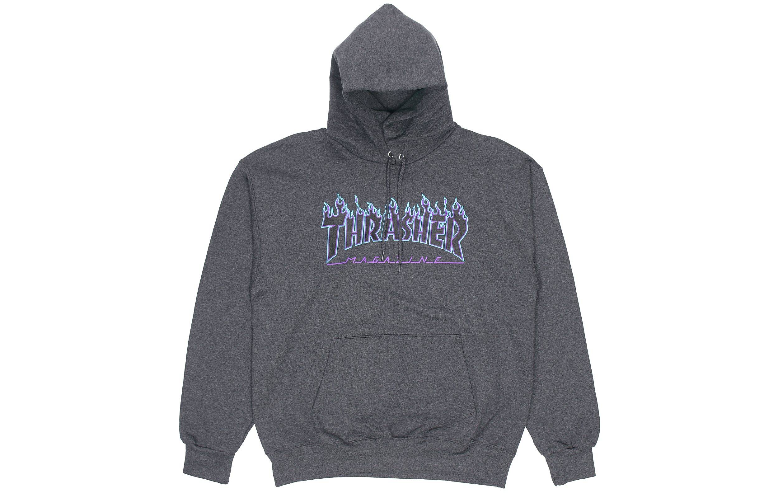 Thrasher Flame Hoodie Grey Blue Winter Unisex Pullover Fleece Sweatshirt. 144741