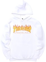 Thrasher Flame Hoodie White - Classic Unisex Pullover with Flame Print Design. 144704