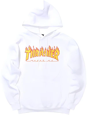 Thrasher Flame Hoodie Putih - Pullover Unisex Klasik dengan Rekaan Api. 144704 Buy Thrasher Flame Hoodie Putih - Pullover Unisex Klasik dengan Rekaan Api. 144704