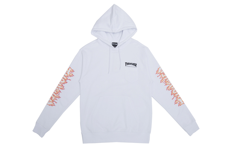 Thrasher Flame Logo Fleece Hoodie Japanese Edition Unisex - White TH0319-PO04WHT