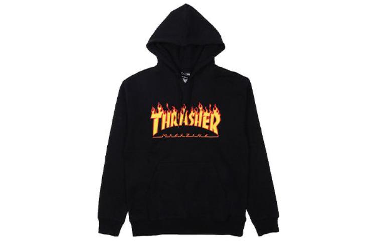 Thrasher Flame Logo Hoodie Black Japanese Edition . THRAMH174