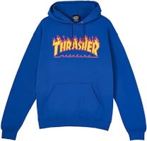Thrasher Flame Logo Hoodie Royal Blue Unisex Classic Pullover Fleece. 144839 Thrasher Flame Logo Hoodie Royal Blue Unisex Classic Pullover Fleece. 144839