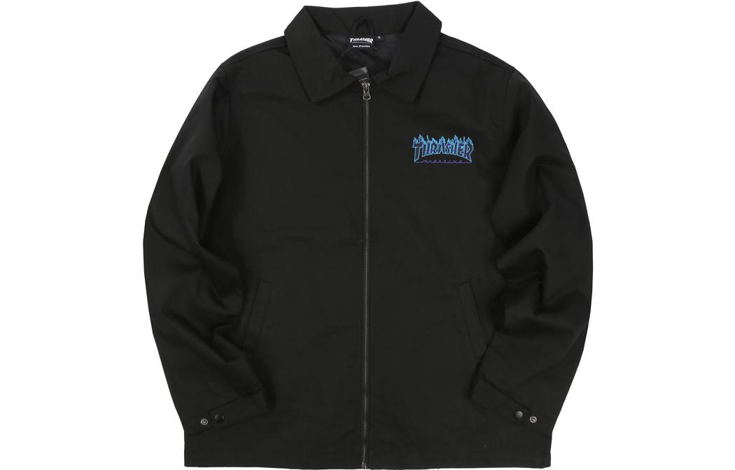 Thrasher Flame Logo Print Jacket Japan Edition Unisex BLACK THRAMJ052