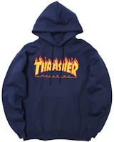 Thrasher Flame Logo Pullover Hoodie Navy Unisex Winter Edition. TRA-SS18-017 Thrasher Flame Logo Pullover Hoodie Navy Unisex Winter Edition. TRA-SS18-017