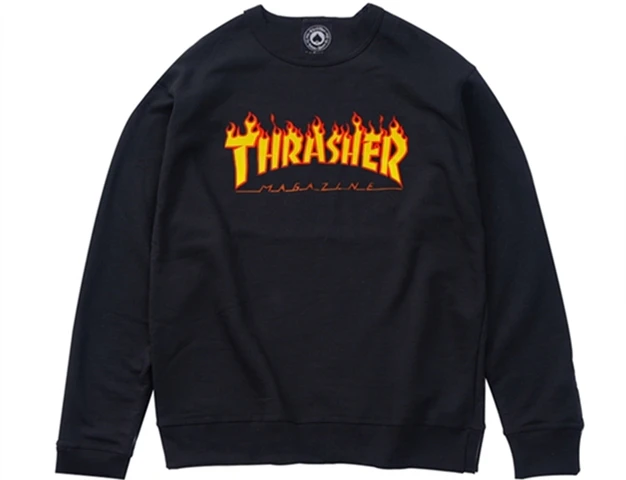 thrasher-flame-logo-pullover-sweatshirt-black-winter-unisex-us-version-144867