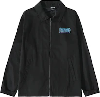 Thrasher Flame Logo Purple Letter Print Black Jacket Unisex Japan Edition. TH0321-3115BLK Thrasher Flame Logo Purple Letter Print Black Jacket Unisex Japan Edition. TH0321-3115BLK