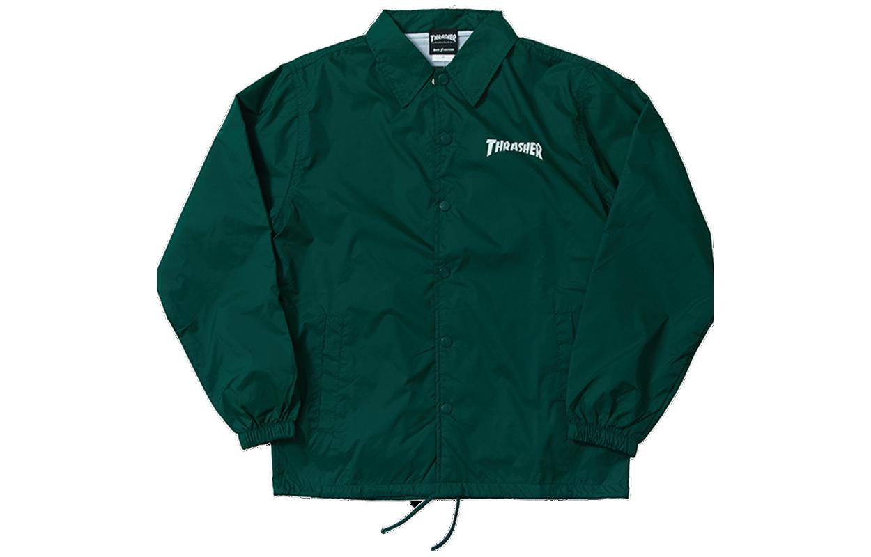 Thrasher Flame Logo Snap Button Long-Sleeve Jacket Unisex THRAMJ039-GREEN