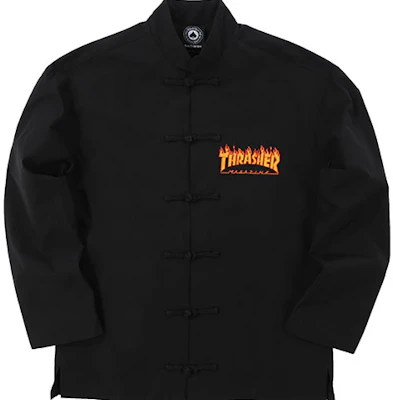 Thrasher 火焰标志唐装夹克 男女同款 黑色(美版) 145012 Buy Thrasher 火焰标志唐装夹克 男女同款 黑色(美版) 145012