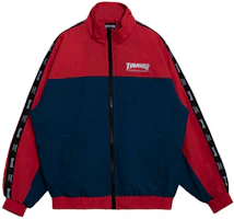 Thrasher Flame Sleeve Sports Jacket Japan Edition Unisex Red Blue. TH0418-TJ01RED Thrasher Flame Sleeve Sports Jacket Japan Edition Unisex Red Blue. TH0418-TJ01RED