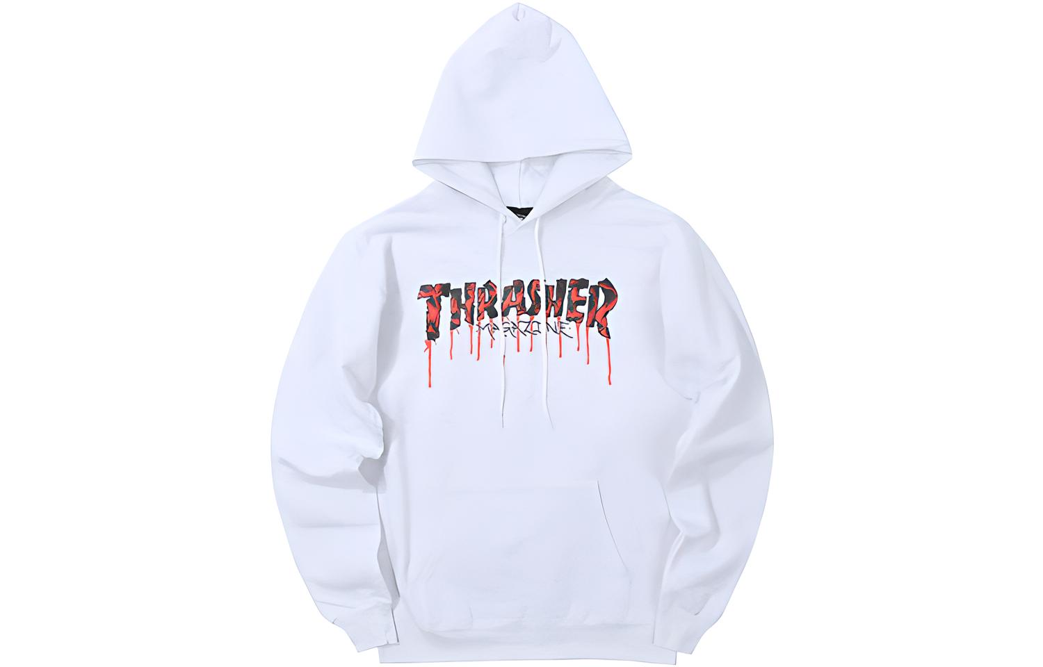 Thrasher FW21 Blood Drip Hoodie Gray/White Unisex Pullover. THRAMH140