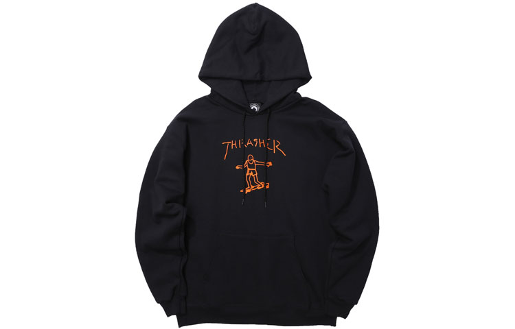 Thrasher Gonz Hoodie Black Yellow Surf Logo Winter Unisex Fleece USA Edition. 144819