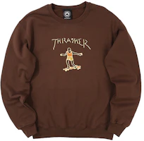 Thrasher Hand-Painted Skateboard Graphic Fleece Crewneck Sweatshirt Chocolate Unisex 144899 Thrasher Hand-Painted Skateboard Graphic Fleece Crewneck Sweatshirt Chocolate Unisex 144899