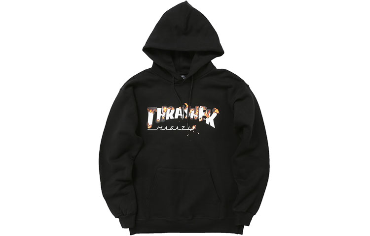 Thrasher Intro Burner Flame Logo Pullover Hoodie Unisex BLACK 144674M