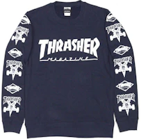 Thrasher Japan Exclusive Logo Crewneck Sweatshirt Navy Unisex Edition. TH94159-NAVY Thrasher Japan Exclusive Logo Crewneck Sweatshirt Navy Unisex Edition. TH94159-NAVY