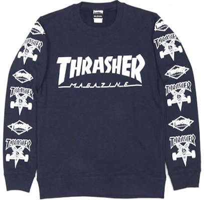 Thrasher 日本限定款海軍藍Logo圓領長袖T恤 男女款式。 TH94159-NAVY Buy Thrasher 日本限定款海軍藍Logo圓領長袖T恤 男女款式。 TH94159-NAVY