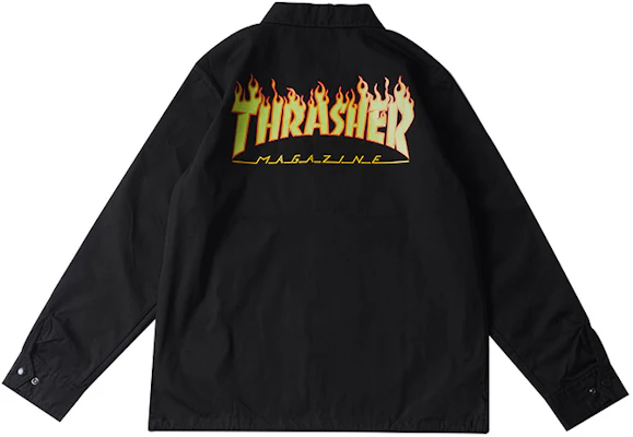 Thrasher 日系火焰標誌黑色教練外套 男女通用 禮物推薦 TH59130 Buy Thrasher 日系火焰標誌黑色教練外套 男女通用 禮物推薦 TH59130