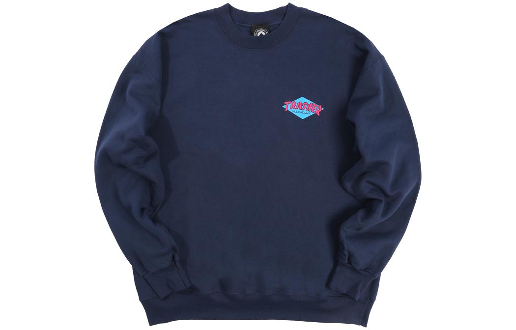 Thrasher Letter Logo Crewneck Sweatshirt Navy Blue Unisex US Version THRAMW016-06