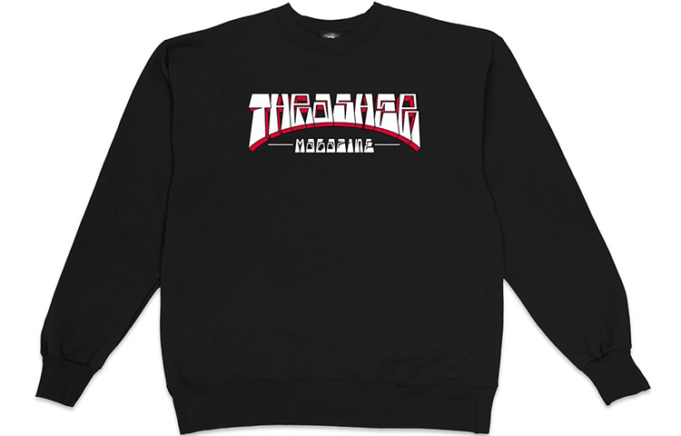 Thrasher Letter Logo Printed Crewneck Sweatshirt Unisex Black 312715