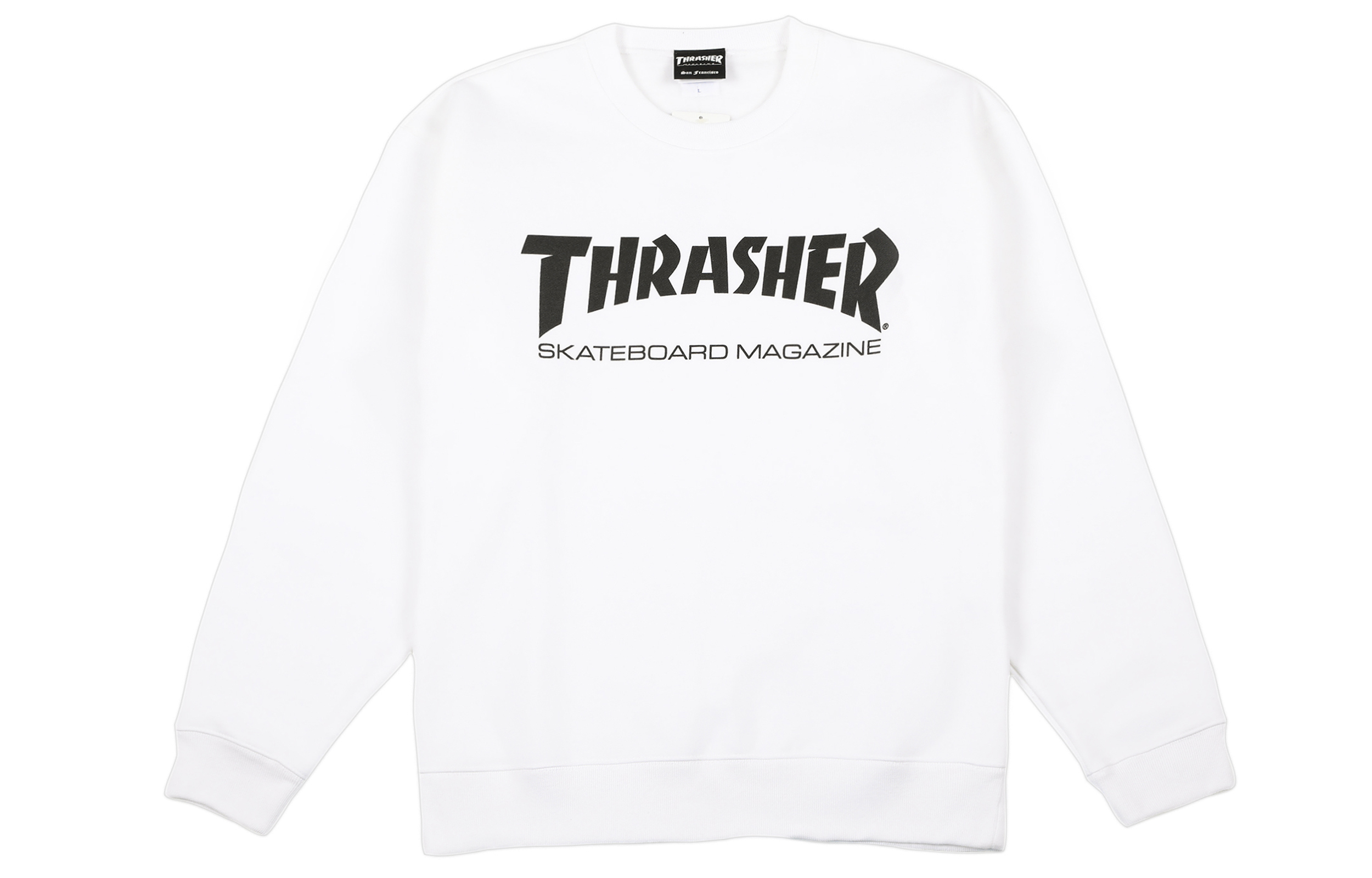 Thrasher Letter Logo Solid Color Sweatshirt Japan Edition Unisex White TH8401-WHITE/BLACK