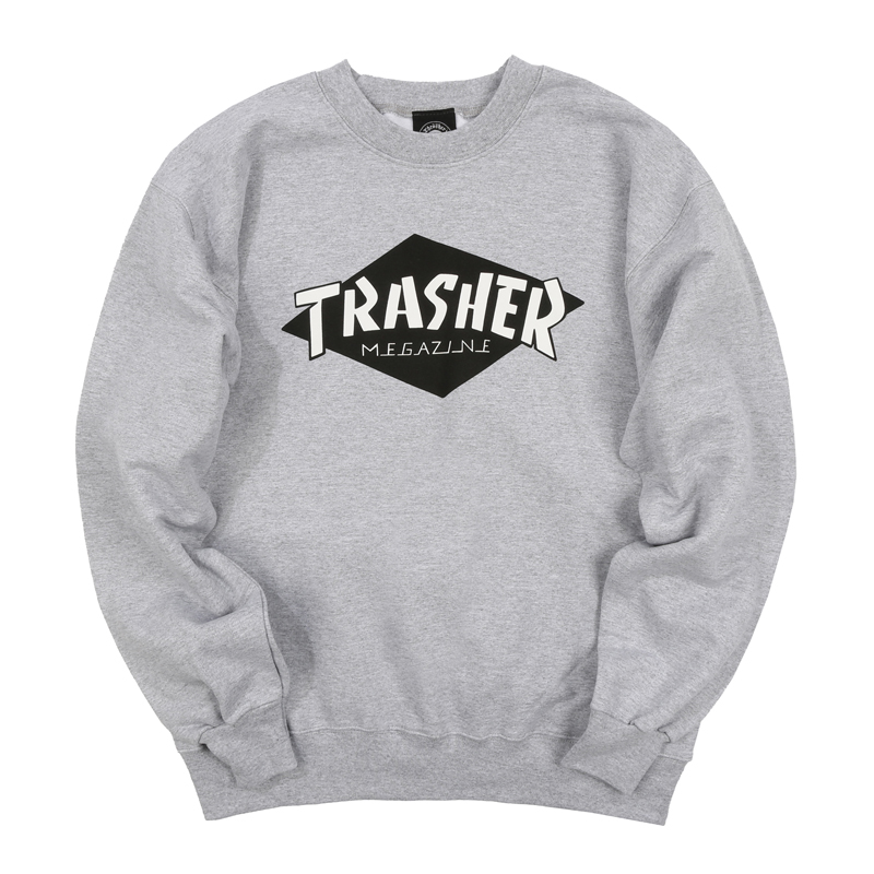 Thrasher Logo Crewneck Sweatshirt Light Grey Unisex US Version. THRAMW01500