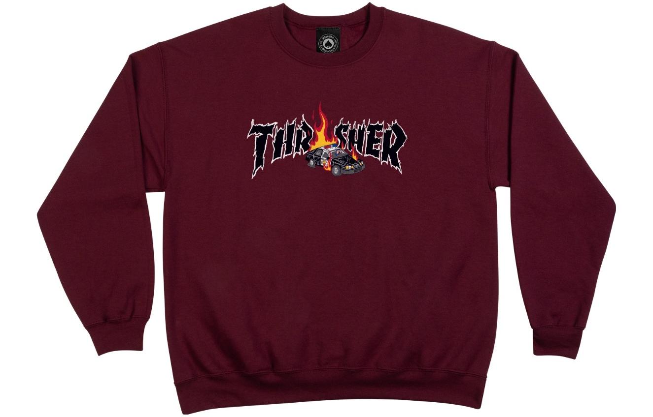 Thrasher Logo Printed Crewneck Long Sleeve Sweatshirt Men Maroon. THR-23SS-054