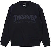 Thrasher Navy Sweatshirt with Foam Logo Print - Unisex Japan Edition TH8402FF-NAVY Thrasher Navy Sweatshirt with Foam Logo Print - Unisex Japan Edition TH8402FF-NAVY