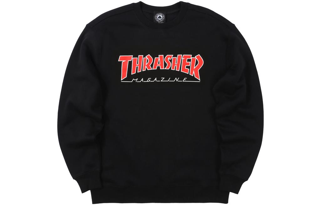 Thrasher Outlined Crew Black Graphic Print Pullover Sweatshirt Unisex 31212618