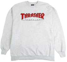 Thrasher Outlined Crew Sweater Ash Gray - Unisex Pullover Fleece Jumper 144697 Thrasher Outlined Crew Sweater Ash Gray - Unisex Pullover Fleece Jumper 144697