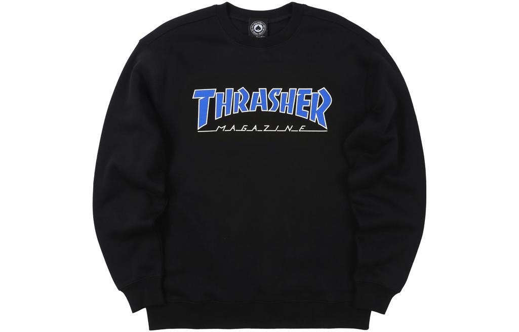 Thrasher Outlined Crewneck Black Pullover Sweatshirt Unisex Casual Style. 31212608