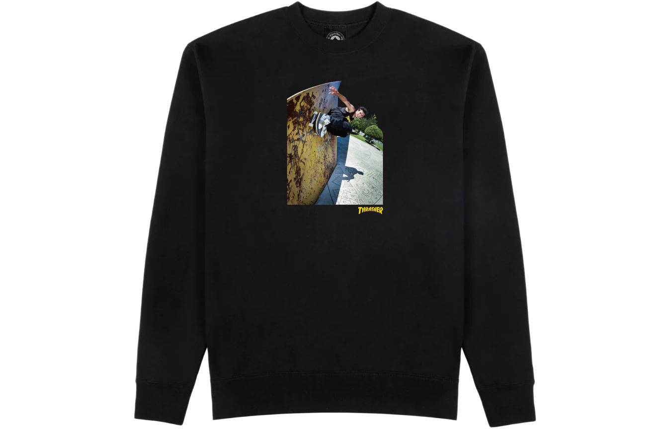 Thrasher Photo Print Crewneck Long Sleeve Sweatshirt Unisex BLACK TRA-SS24-038